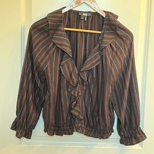 PAIGE Ruffled Top with Black Stripes
